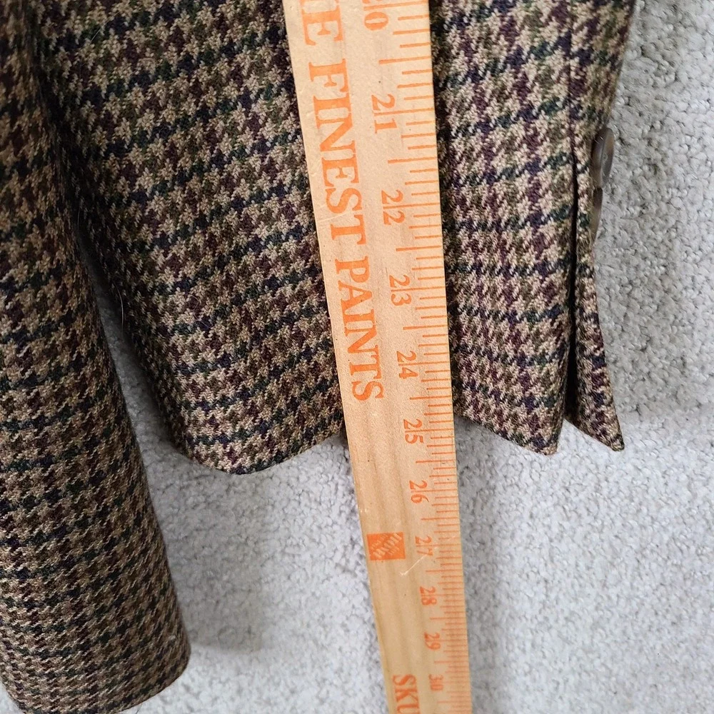 Vintage Ralph Lauren Jacket Mens 46R Brown Houndstooth Blazer Wool 2 Button Coat